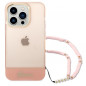 GUESS case for IPHONE 14 Pro GUHCP14LHGCOHP (IML Electro Cam w. Strap Translucent) pink