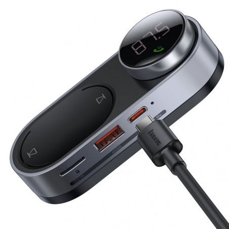 Baseus solar car wireless MP3 music player FM transmitter Bluetooth 5.0 750mAh (TF card / USB / AUX) black (CDMP000001)