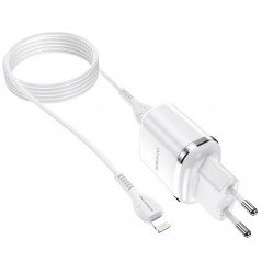 POWER-ADAPTER+CABLE HOME LIGHTNING Borofone DBN4 2.4A white