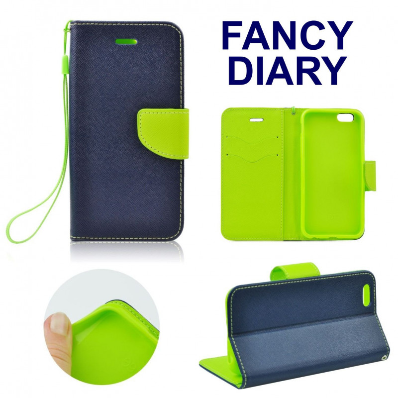 FLIP BOOK CASE FANCY DIARY dunkelblau/grün für Huawei P20|