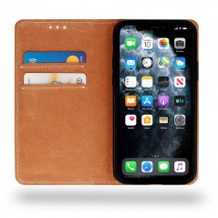 FLIPCASE WALLET ECHTLEDER braun für Apple iPhone 12 Pro Max