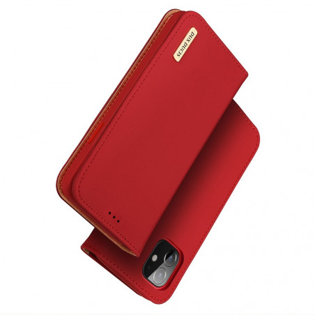 FLIPCASE DUX DUCIS Wish Genuine Leather Bookcase red für iPhone 12| iPhone 12 Pro