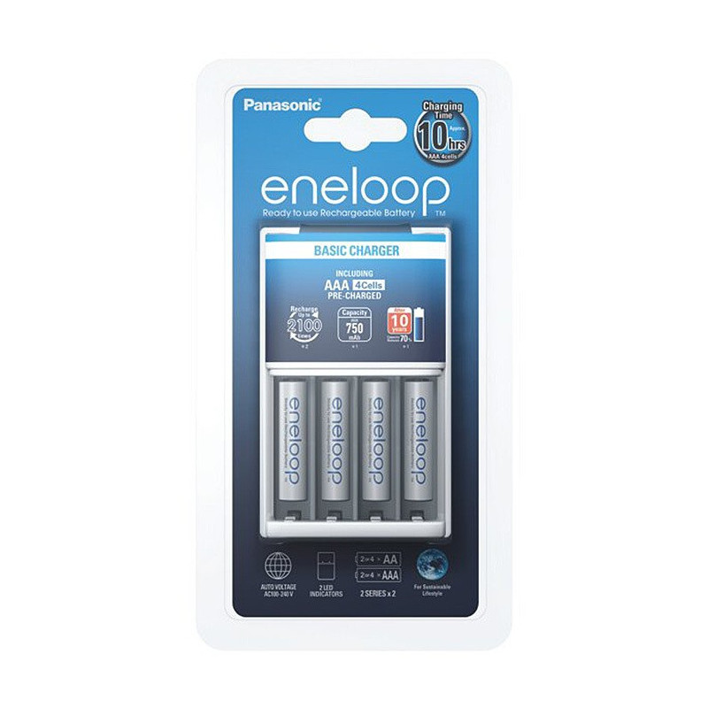 eneloop LADEGERÄT + 4x AAA-Size Micro-Akku 750 mAh HR03