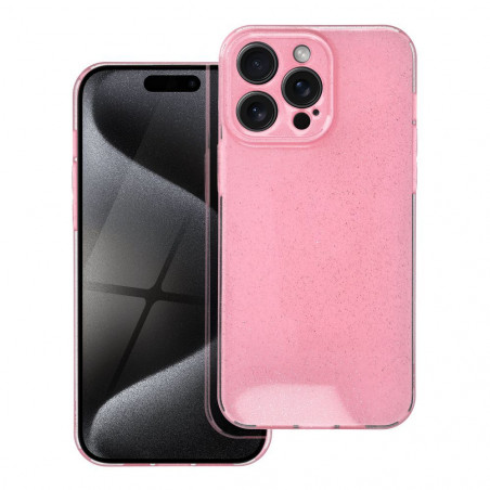 BACK-CASE 2mm pink mit MINI-GLITTER für APPLE iPhone 15 Pro Max