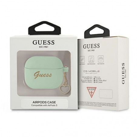 GUESS case for APPLE AirPods 3 GUA3LSCHSN (Silicone Charm Heart Collection) green