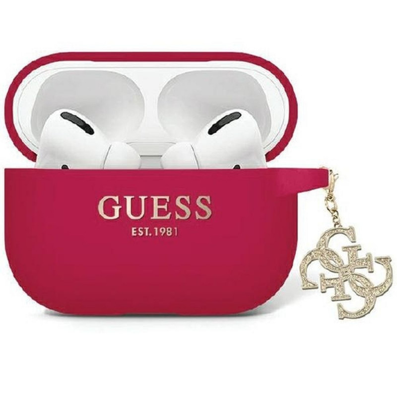 GUESS case for APPLE AirPods Pro 2 (2022 / 2023) GUAP2LECG4M ( Liquid Silicone Glitter Triangle Charm) magenta