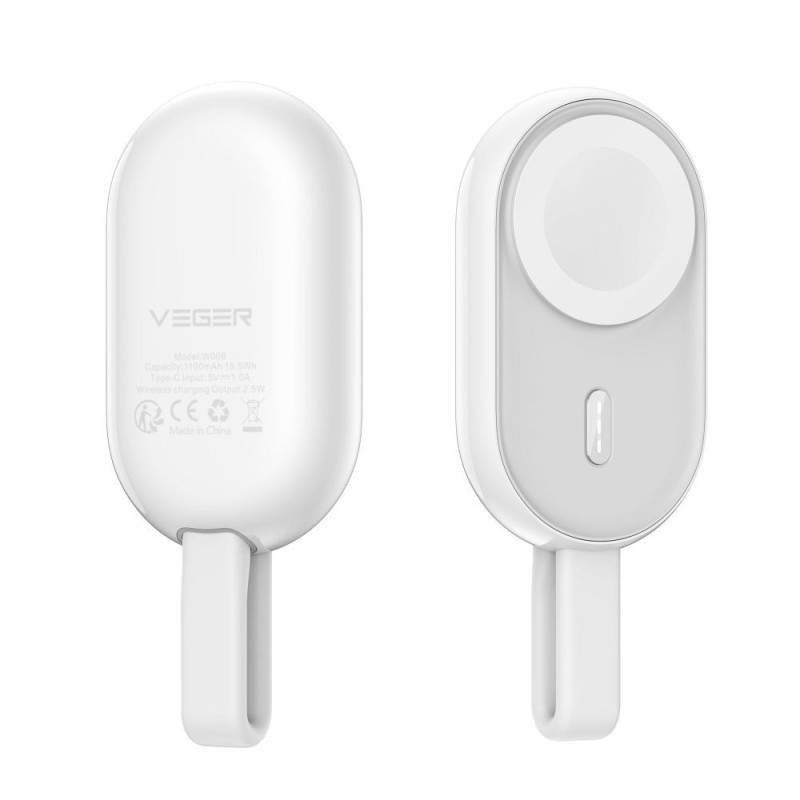 VEGER powerbank 1200 mAh for watch compatible with Apple Watch Pomme (W0102) white