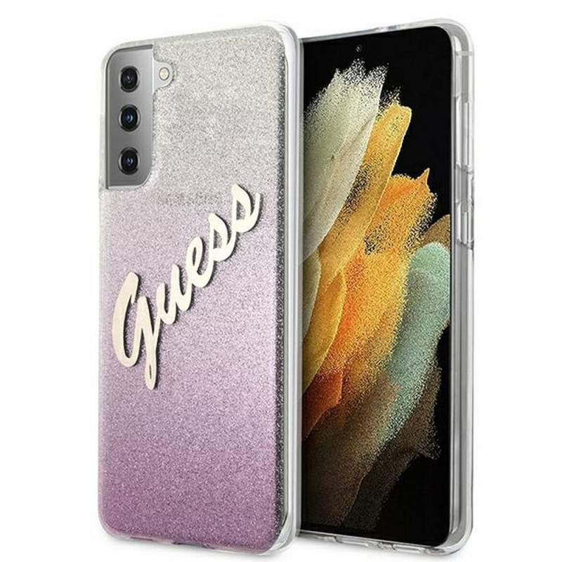 GUESS case for SAMSUNG S21 Plus GUHCS21MPCUGLSPI (Glitter Gradient Script) pink