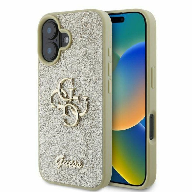 GUESS case for IPHONE 16 GUHCP16SHG4SGD (Fixed Glitter Big 4G) gold