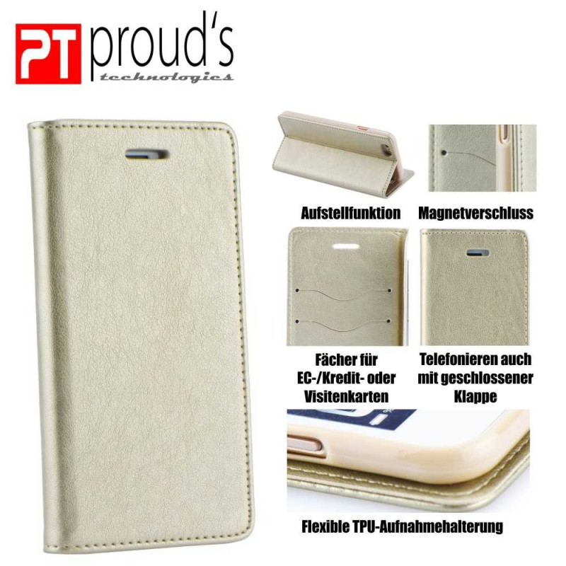PROUD'S FLIP BOOK CASE MAGFLEX gold für Huawei P20|
