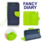 FLIP BOOK CASE FANCY DIARY dunkelblau/grün für Huawei P20|