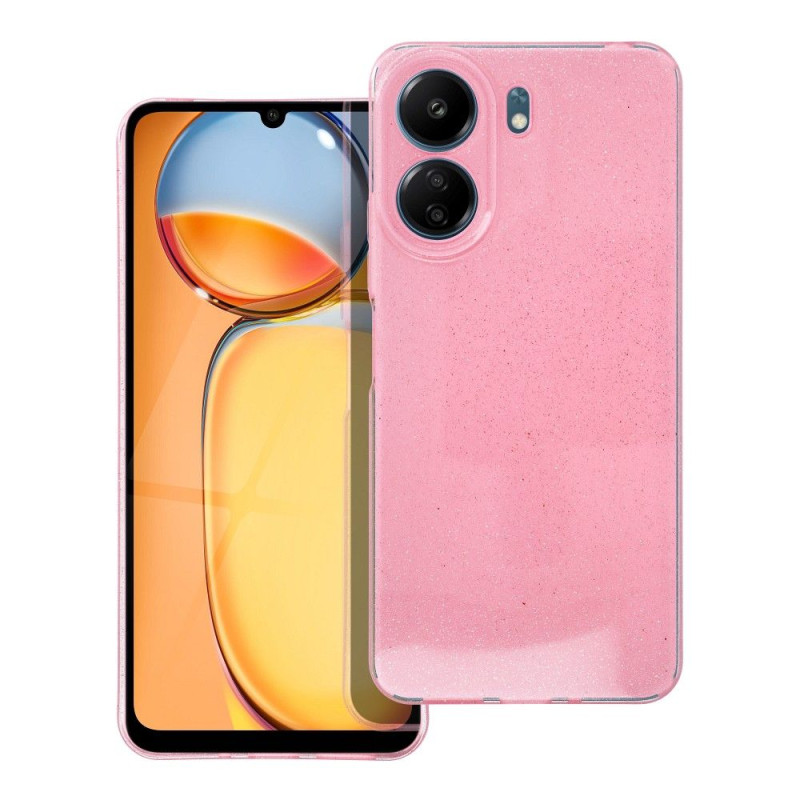 BACK-CASE 2mm pink mit MINI-GLITTER für XIAOMI Redmi 13C