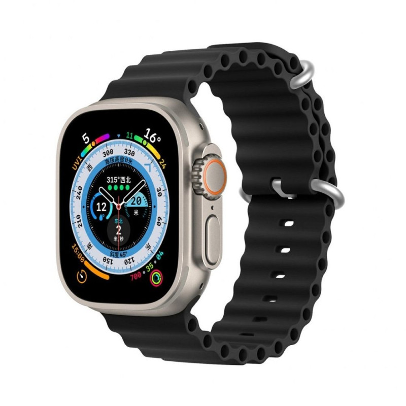 DUX DUCIS strap OCEAN WAVE silicone for Apple Watch 42 / 44 / 45 mm black DUX DUCIS strap OCEAN WAVE silicone for Apple Watch 42 / 44 / 45 mm black