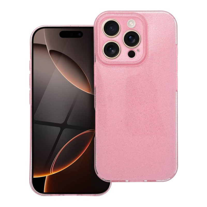BACK-CASE 2mm pink mit MINI-GLITTER für APPLE iPhone 16 Pro