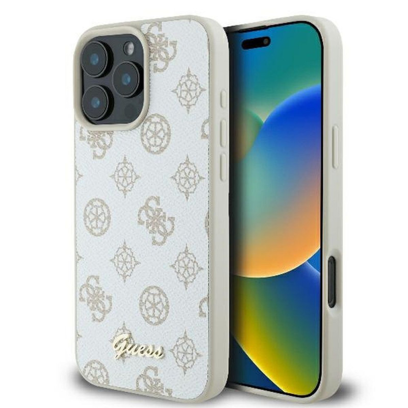 GUESS case for IPHONE 16 Pro Max compatible with MagSafe GUHMP16XPGPYSH (PU Peony Script Logo) white GUESS case for IPHONE 16 Pro Max compatible with MagSafe GUHMP16XPGPYSH (PU Peony Script Logo) white