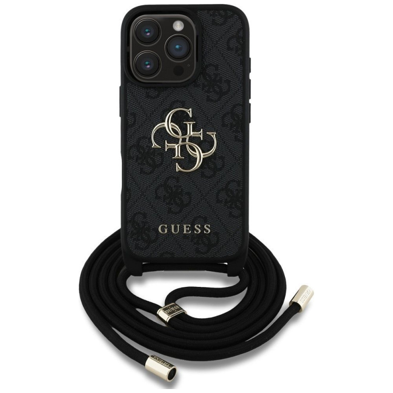 GUESS case for IPHONE 16 Pro GUHCP16LP4GMGCRK (CBDY PU 4G Big Logo W/Cord Strap) black GUESS case for IPHONE 16 Pro GUHCP16LP4GMGCRK (CBDY PU 4G Big Logo W/Cord Strap) black