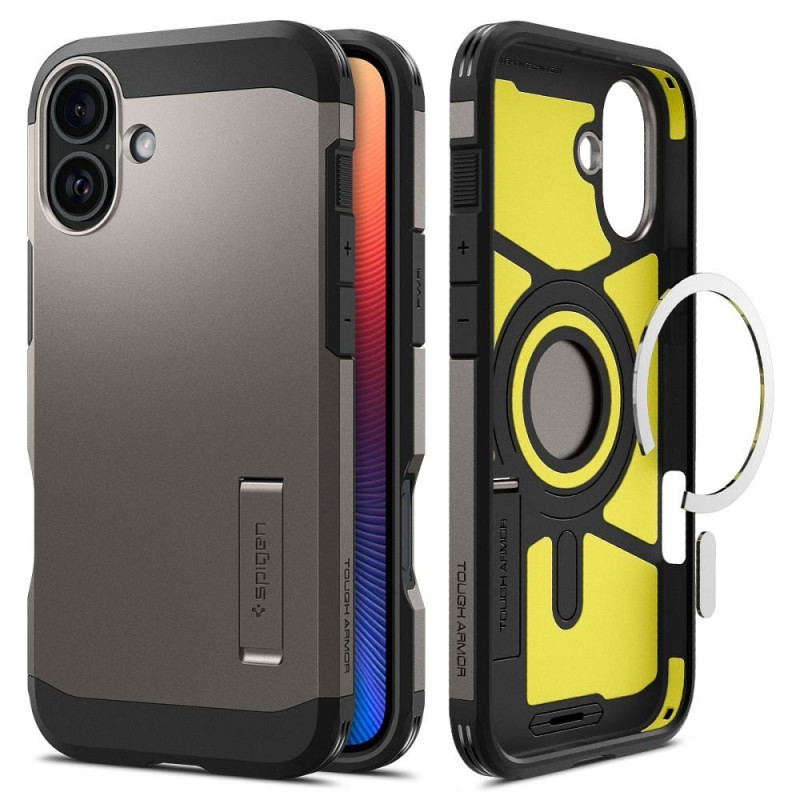 SPIGEN case TOUGH ARMOR MAG compatible with MagSafe for IPHONE 16 gunmetal SPIGEN case TOUGH ARMOR MAG compatible with MagSafe for IPHONE 16 gunmetal