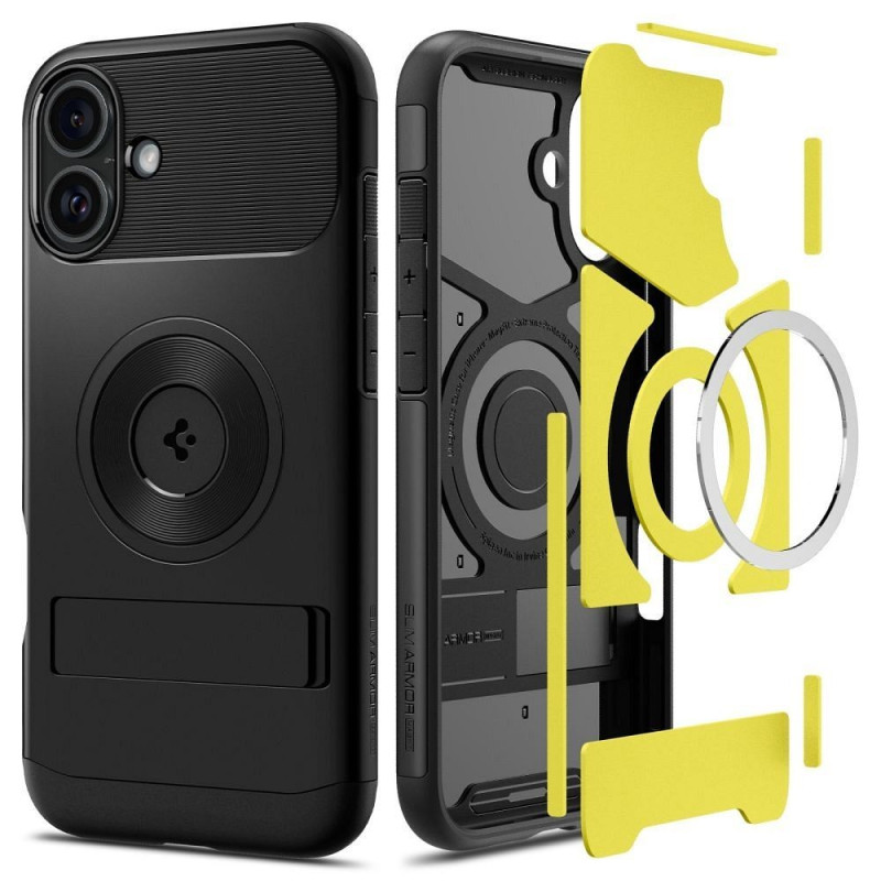 SPIGEN case SLIM ARMOR MAG compatible with MagSafe for IPHONE 16 black SPIGEN case SLIM ARMOR MAG compatible with MagSafe for IPHONE 16 black