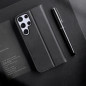 Dux Ducis Hivo Leather Flip Cover Genuine Leather Wallet For Cards And Documents für Samsung Galaxy S22 Ultra Black