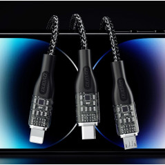 CABLE 3in1 USB-C / USB-C+Lightning+microUSB 120W 120cm Dudao