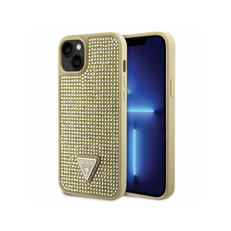 GUESS case for IPHONE 13 / 14 / 15 GUHCP14SHDGTPD (Rhinestone Triangle) gold