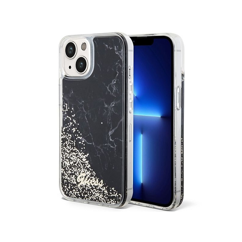 GUESS case for IPHONE 13 / 14 / 15 GUHCP14SLCSGSGK (Liquid Glitter Marble) black