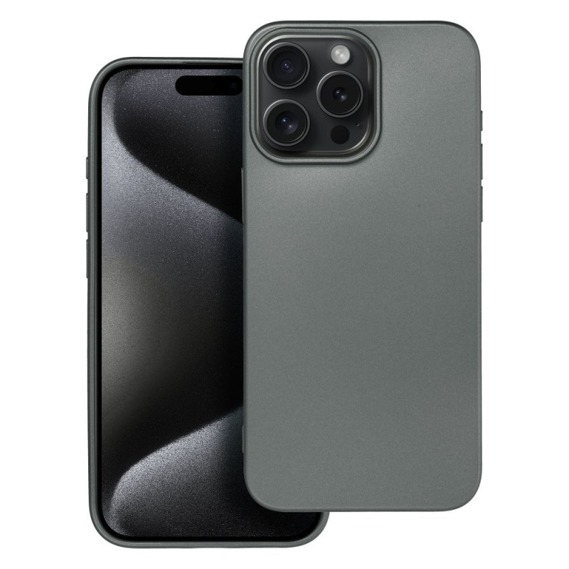 BACK-CASE METALLIC GRAU für APPLE iPhone 15 Pro Max