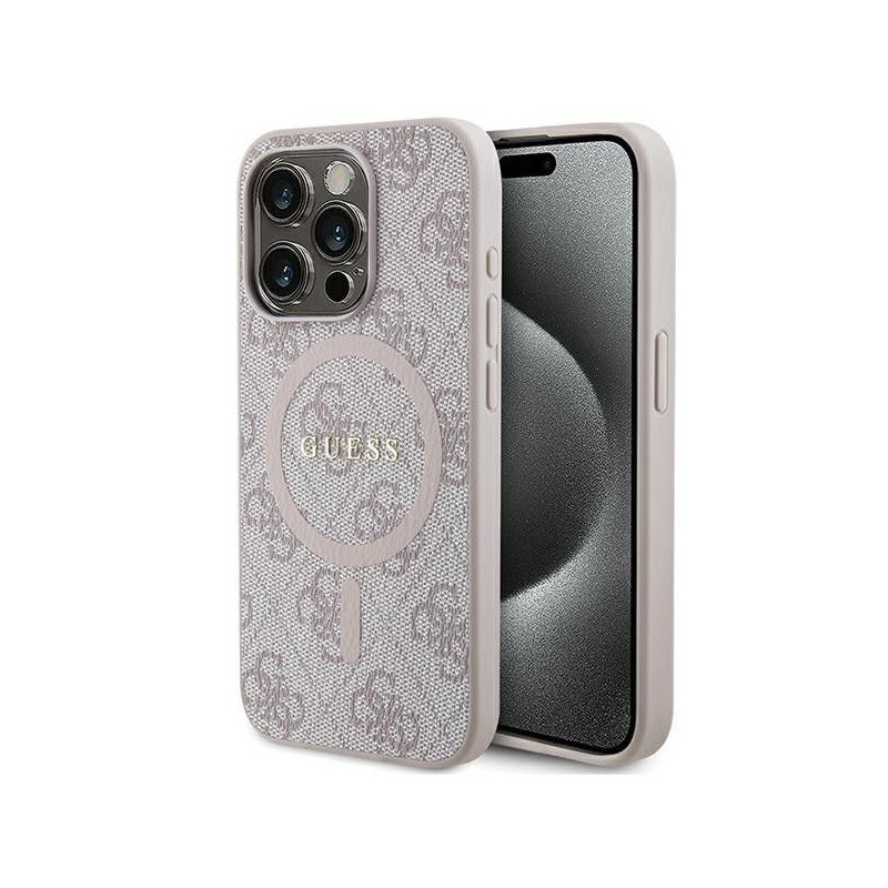 GUESS case for IPHONE 15 Pro compatible with MagSafe GUHMP15LG4GFRP (4G Ring classic logo) pink GUESS case for IPHONE 15 Pro compatible with MagSafe GUHMP15LG4GFRP (4G Ring classic logo) pink