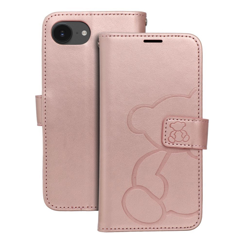 MEZZO Book case for IPHONE 16e (SE 4 2025) teddy bear rose gold MEZZO Book case for IPHONE 16e (SE 4 2025) teddy bear rose gold