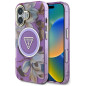 GUESS case for IPHONE 16 compatible with MagSafe GUHMP16SHFLPEDU (IML Metal Glitter Flowers Triangle) purple GUESS case for IPHONE 16 compatible with MagSafe GUHMP16SHFLPEDU (IML Metal Glitter Flowers Triangle) purple