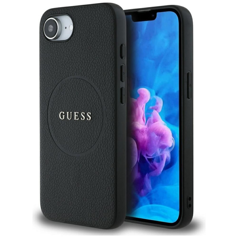 GUESS case for IPHONE 16e (SE 4 2025) compatible with MagSafe GUHMPSE4PGHSMMK (PU Grained Gold Ring) black GUESS case for IPHONE 16e (SE 4 2025) compatible with MagSafe GUHMPSE4PGHSMMK (PU Grained Gold Ring) black