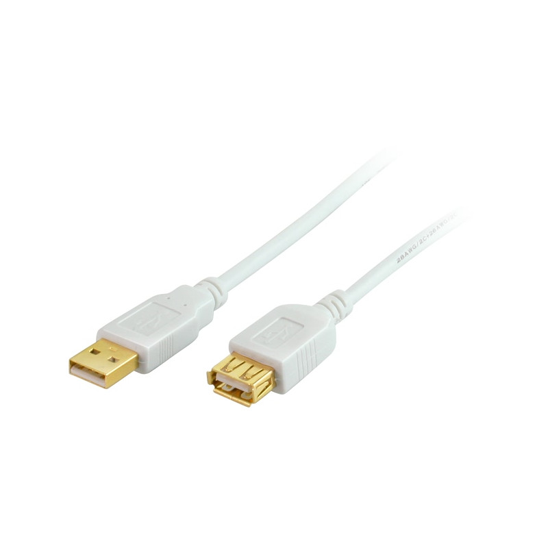 USB Verlängerungs-Kabel Type A Stecker auf Type A Kupplung - Länge: 3 Meter (HIGH SPEED, FERRIT, mit vergoldeten Kontakten)