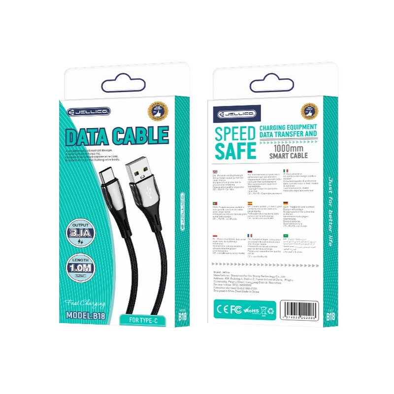 CABLE USB-A > USB-C 100cm Jellico Premium Braided B18 3.1A