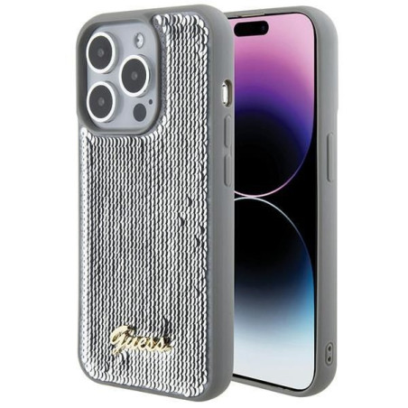 GUESS case for IPHONE 15 Pro GUHCP15LPSFDGSS (Sequin Script Metal) silver