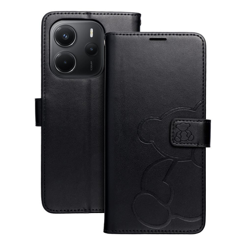 MEZZO Book case for XIAOMI Redmi Note 14 4G (GLOBAL - 164,84mm x 78,15mm x 8,16mm) teddy bear black