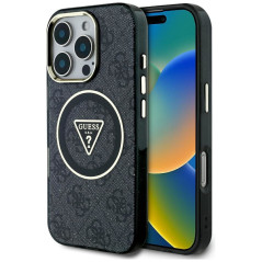 GUESS case for IPHONE 16 Pro compatible with MagSafe GUHMP16LHG4PRTGK (IML Metal Glitter 4G Circle Triangle) black