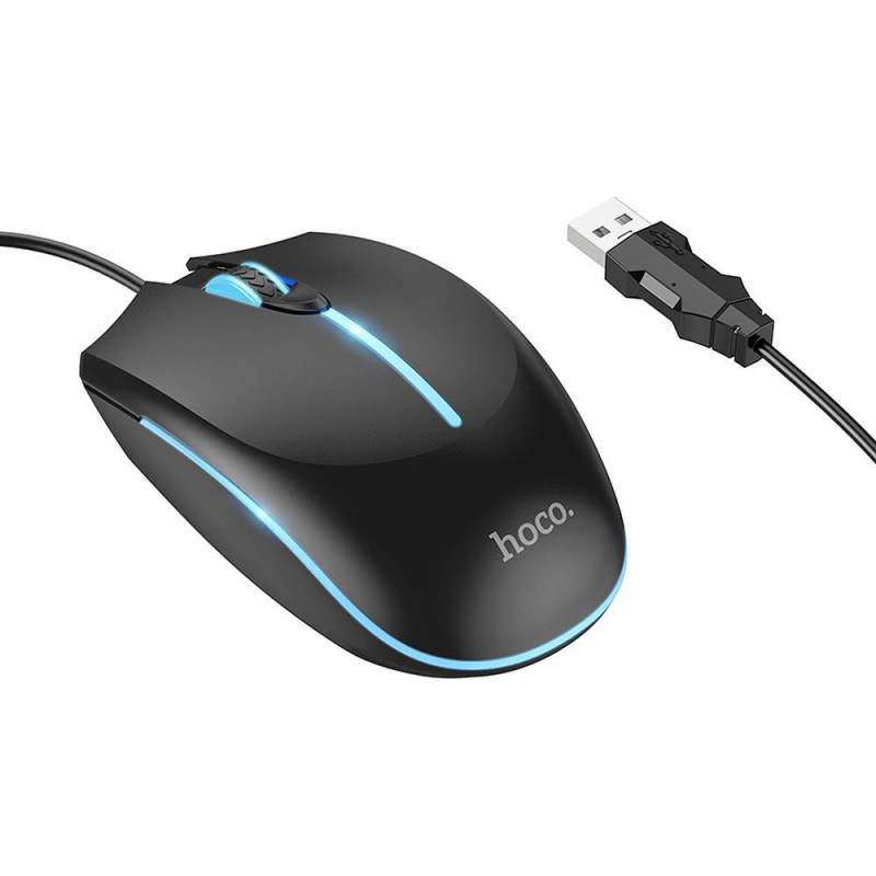 HOCO gaming wire USB A computer mouse 2400 dpi GM37 black
