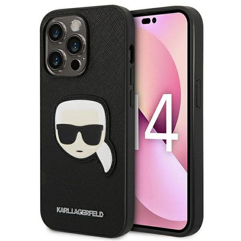 KARL LAGERFELD case for IPHONE 14 Pro KLHCP14LSAPKHK (Saffiano With Karl Head Patch) black