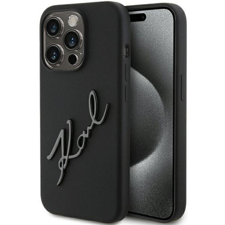 KARL LAGERFELD case for IPHONE 15 Pro KLHCP15LSKSBMCK (Silicone Karl Script Logo) black