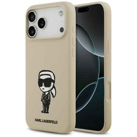 KARL LAGERFELD case for IPHONE 17 Pro Max compatible with MagSafe KLHMP17XSKIGROW (Silicone W/ KL Sketch & Logo) brown