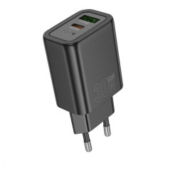 HOCO wall charger USB A + Type C PD QC3.0 3A 30W N63 black