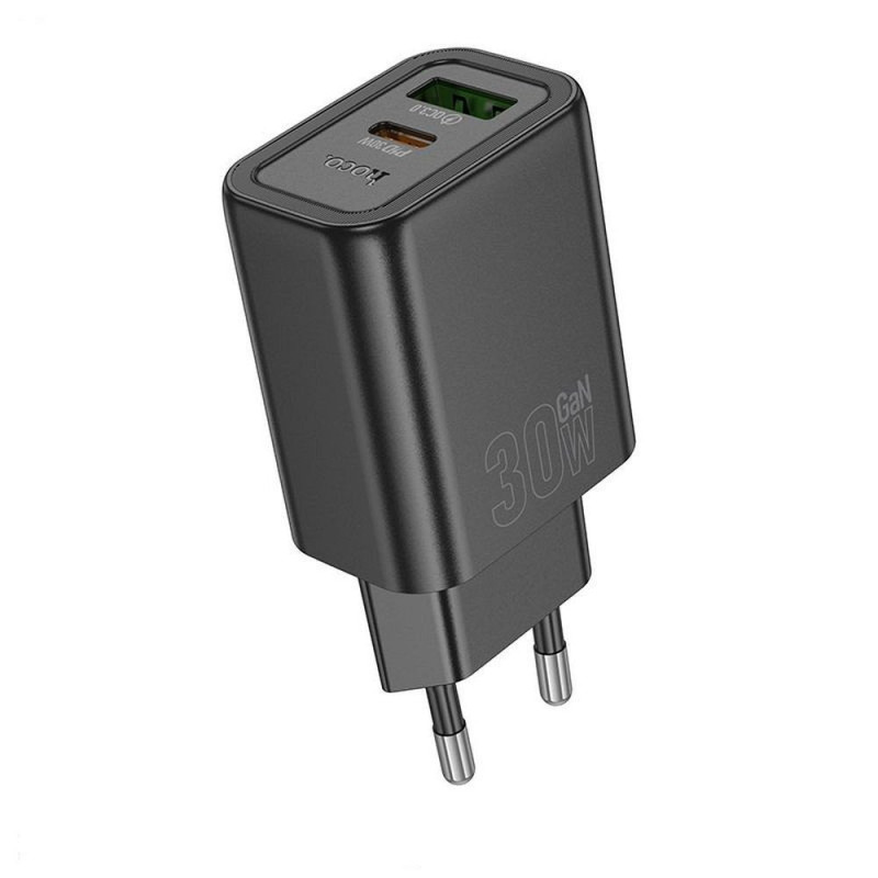 Phone charger Hoco USB A + USB C QC3.0 PD 3A 30W N63 black Phone charger Hoco USB A + USB C QC3.0 PD 3A 30W N63 black