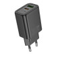 Phone charger Hoco USB A + USB C QC3.0 PD 3A 30W N63 black Phone charger Hoco USB A + USB C QC3.0 PD 3A 30W N63 black