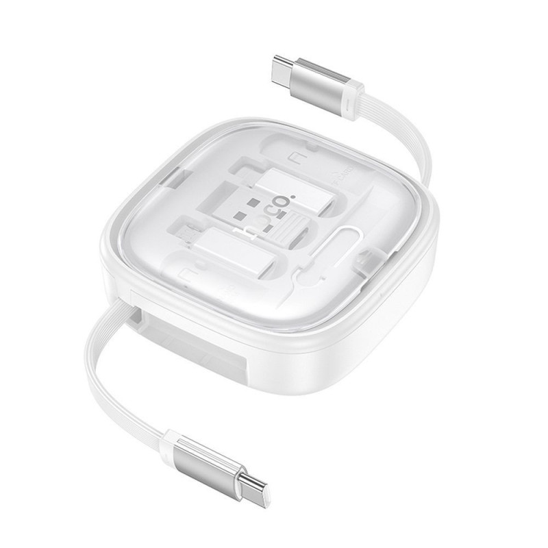 Cable All-in-one retractable charging set Hoco PD 3A 60W 0,95 m U140 white Cable All-in-one retractable charging set Hoco PD 3A 60W 0,95 m U140 white