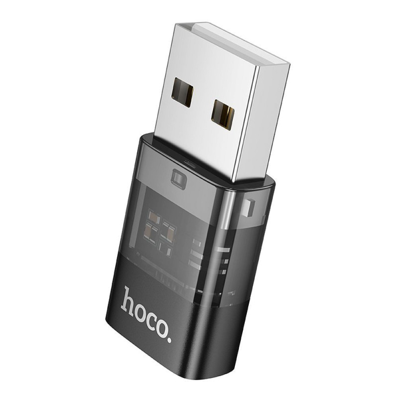 Adapter USB A to USB C Hoco UA36C transparent black Adapter USB A to USB C Hoco UA36C transparent black