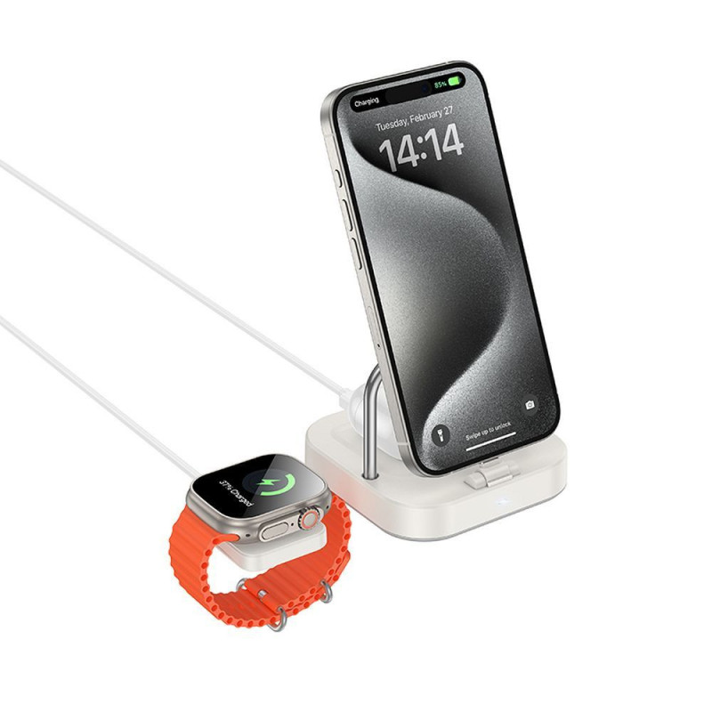 Wireles charger Hoco 3in1 3A 5W compatible with Apple Watch CQ16A milky white Wireles charger Hoco 3in1 3A 5W compatible with Apple Watch CQ16A milky white