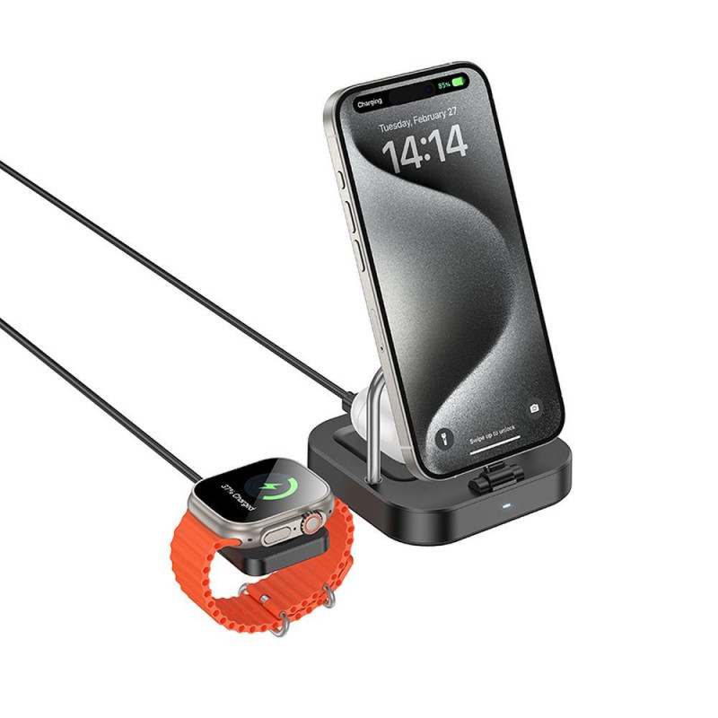 Wireles charger Hoco 3in1 3A 5W compatible with Apple Watch CQ16A black Wireles charger Hoco 3in1 3A 5W compatible with Apple Watch CQ16A black