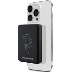 KARL LAGERFELD powerbank 5000 mAh with wirelles charging compatible with MagSafe 15W KLPBM5KIOTTGK black