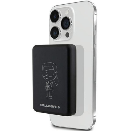 KARL LAGERFELD powerbank 5000 mAh with wirelles charging compatible with MagSafe 15W KLPBM5KIOTTGK black