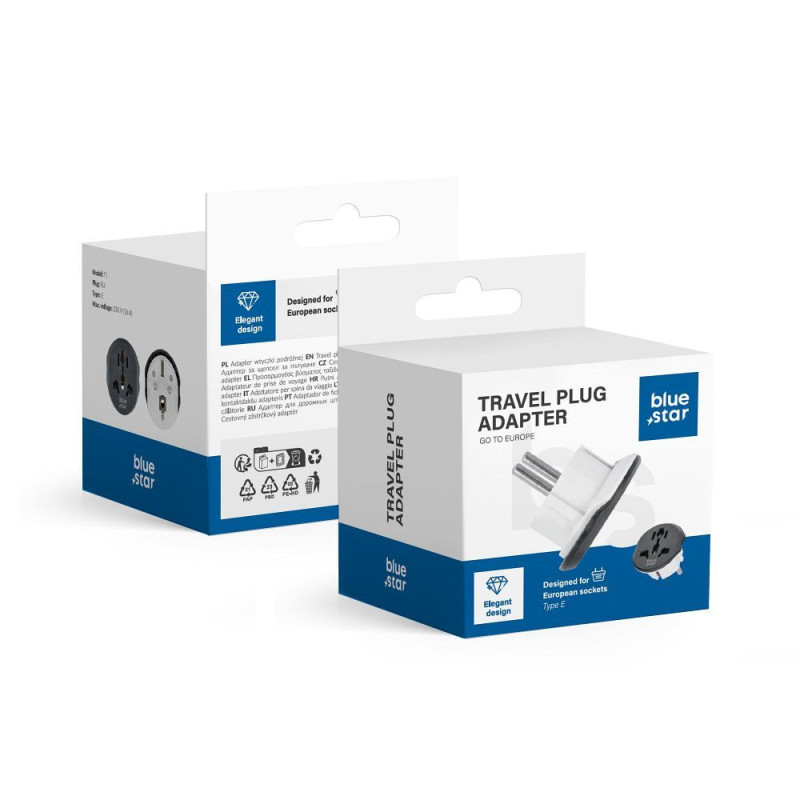 Premium  travel adapter GO TO Europe (Type E) 16A white